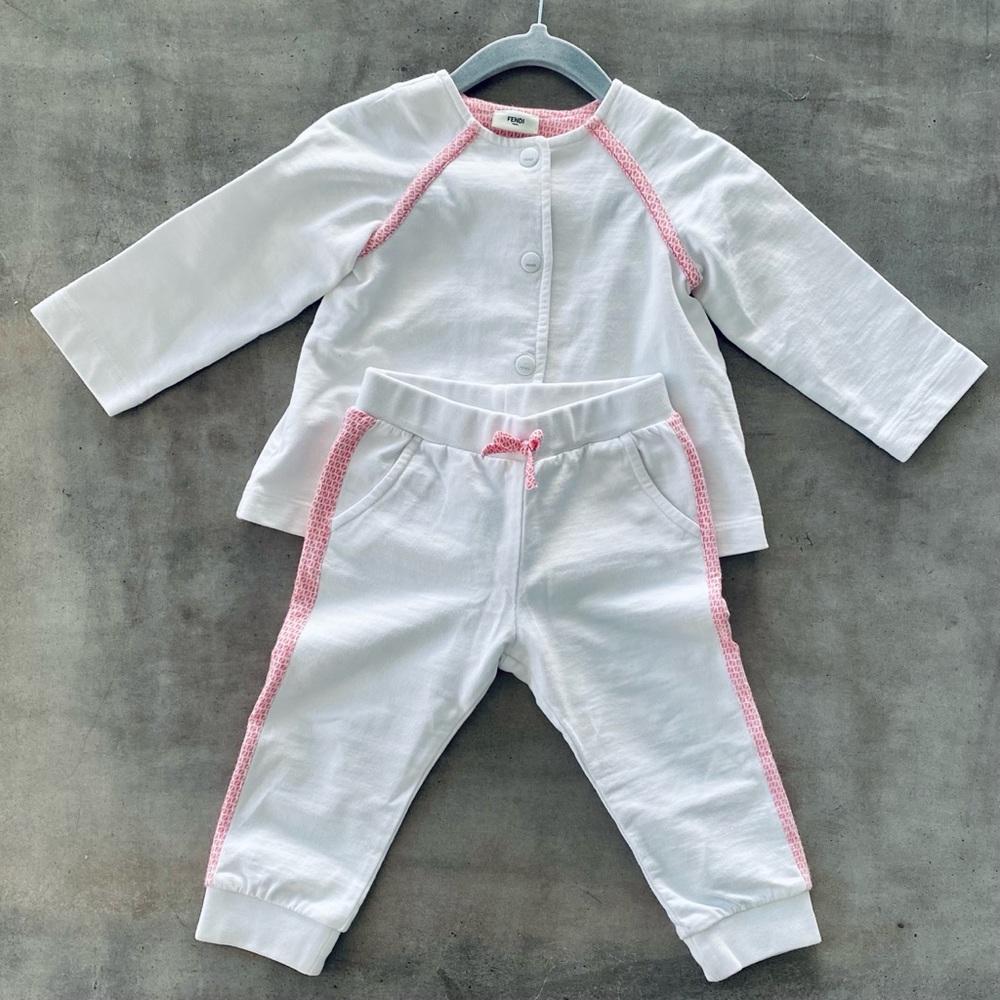 FENDI lounge set, white track suit for baby 12M